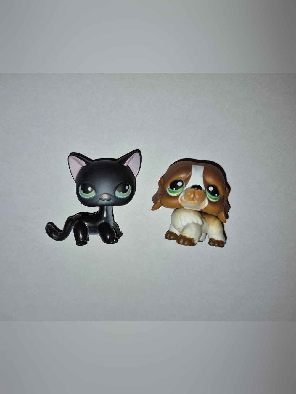Littlest Pet Shop Black Shorthair Cat #336 And St Bernard Dog #335